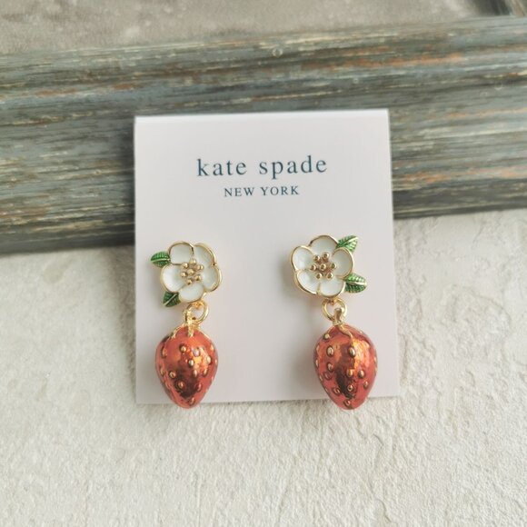 Kate Spade ❤️ Picnic Perfect Strawberry Red Earrings - Picture 1 of 3